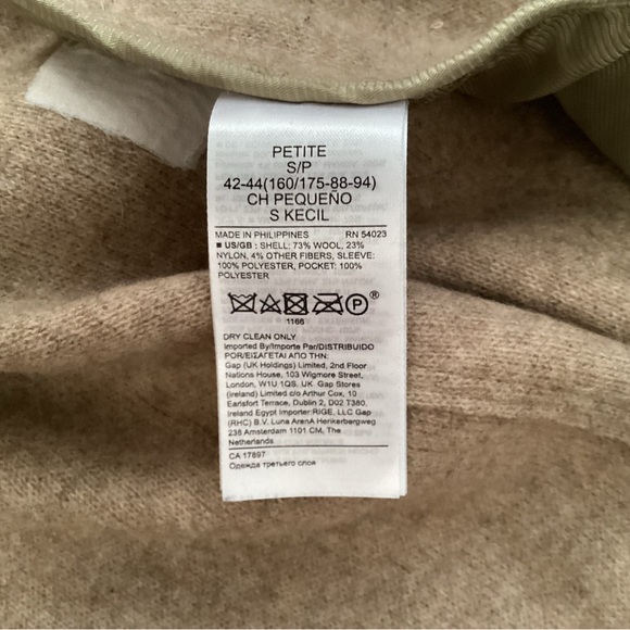 Banana Republic Unlined Italian Melton Coat, Size SP - Picture 7 of 8